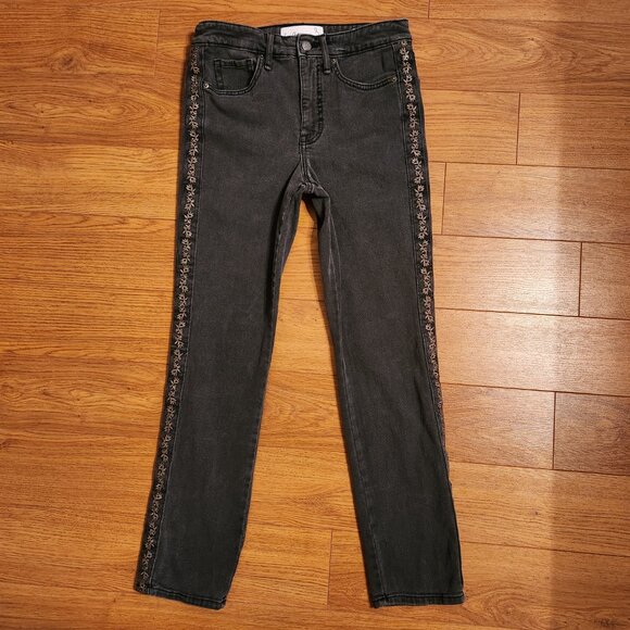 Sam Edelman High Rise Slim Straight Jeans with Side Seam Embroidery - Picture 2 of 14